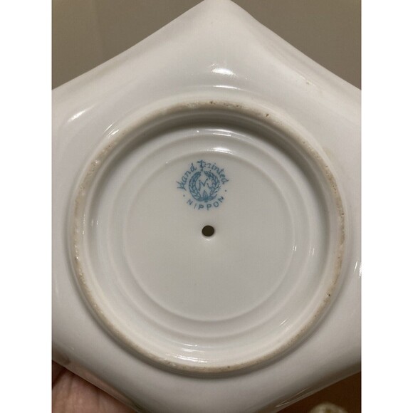 Antique Nippon c1911 Floral Sugar Bowl W/ Lid & Spoon Attached Plate Gold Accent - Picture 9 of 14